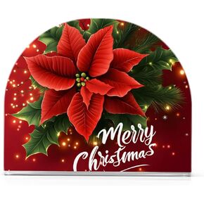 Napkin Holder, Clear Acrylic Paper Napkin Holders Christmas Red Poinsettia Flower Tissue Box Dispenser Stand Tabletop Space Saver Upright Napkin Towel Holders for Kitchen Restaurant Home Decor
