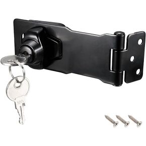 uxcell 4-inch Keyed Hasp Locks Zinc Alloy Twist Knob Keyed Locking Hasp W Screws for Door Cabinet Keyed Alike Black