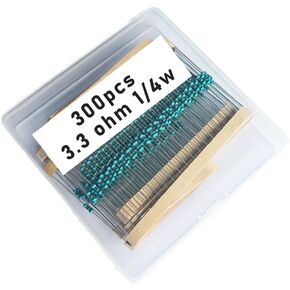 3.3 1/4W, 3.3R1/4W, 3.3 ohm, 3.3 R 1/4W, 3.3Ωresistor, 3.3 ohm resistor, 3.3 ohm Metal resistor, 3.3 R Metal Film resistors 1/4w(0.25w) 1% tolerance 0.01 MF Metal Film Fixed Resistor 300 pcs