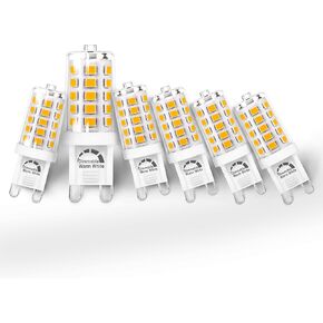 G9 LED Bulb Dimmable 5W 2700K Soft Warm White, Replace G9 40 Watt Halogen Equivalent, AC120V G9 Bipin Base LED Bulbs for Chandelier Light, 0-100% Dimmable, No Flicker, 400LM(6pack)