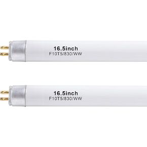 16" F10T5/WW Fluorescent Light Bulb, Warm White 3000K, T5 10 Watts Replacement Tube for Jasco, Philips, Counter and Cabinet Fixture, G5 Mini Bi-Pin Base - 2 Pack