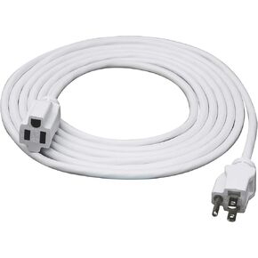 12ft Outdoor Extension Cord, 3-Prong, 16 Gauge General Purpose Power Cord, Grounded Plug, White, Flame Retardant, Water & Weather Resistant, DCOC-0205-DC