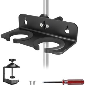 [2025 Upgrade] Multi Microphone Holder for Mic Stand Up to 2 Mic (with Ultra Stable C-Clamp and Rubber Padding）for Most Mic Stands, Stage, Live Streaming, Concert Performance, Karaoke