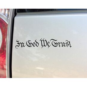 in God We Trust Vinyl Decal Laptop Car Truck Bumper Window Sticker, 8" x 1.5", Black