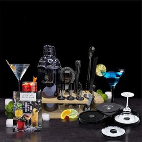مجموعة شاكر الكوكتيل مع 13 Accesories و Bar Salt Rimmer - Bar Set - Kit Kit - Kittail Kit - Cocktail Set - Drink Mixer -Mixology Kit - Shakers Bartending