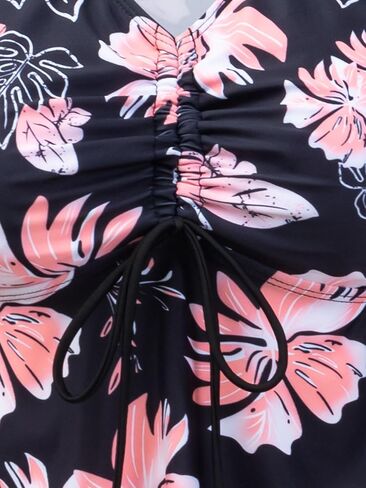 Fanuerg Women's Flowy Tankini Top Only Ruffle Sleeve Swim Bathing Suit Tops Modest Drawstring Swimsuit Top No Bottom in Saudi Arabia