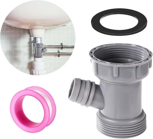 Kitchen Sink Pipe Adapter, Universal Fit Y-Shaped Sink Strainer Connector with Gasket Versatile Dishwasher Drain Hose Adapter Replacement Waste Outlet for Easy Plumbing Integration in Kuwait