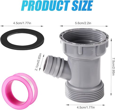 Kitchen Sink Pipe Adapter, Universal Fit Y-Shaped Sink Strainer Connector with Gasket Versatile Dishwasher Drain Hose Adapter Replacement Waste Outlet for Easy Plumbing Integration in Kuwait