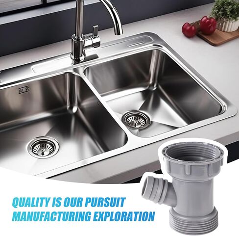 Kitchen Sink Pipe Adapter, Universal Fit Y-Shaped Sink Strainer Connector with Gasket Versatile Dishwasher Drain Hose Adapter Replacement Waste Outlet for Easy Plumbing Integration in Kuwait