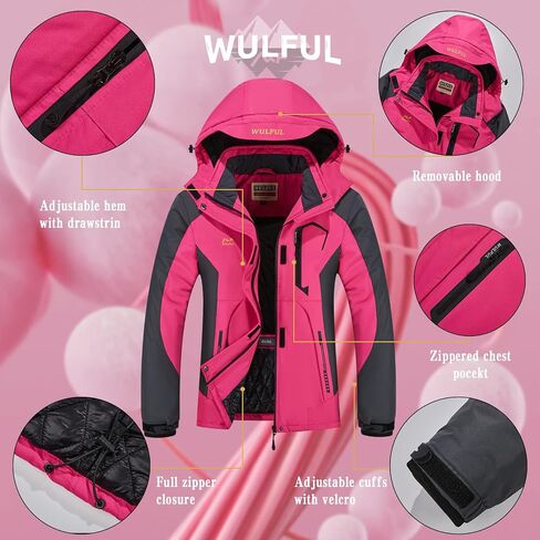 Wulful Women's Water's Snow Snow Ski Jacket Mountain Windproof Winter With With Factable Coathable in Kuwait