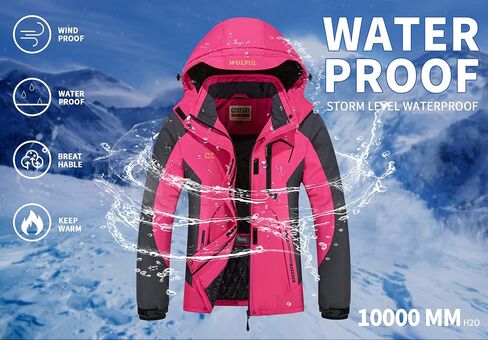 Wulful Women's Water's Snow Snow Ski Jacket Mountain Windproof Winter With With Factable Coathable in Kuwait