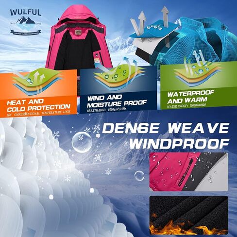 Wulful Women's Water's Snow Snow Ski Jacket Mountain Windproof Winter With With Factable Coathable in Kuwait