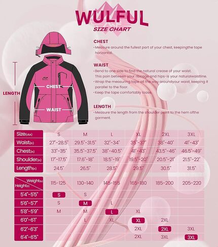 Wulful Women's Water's Snow Snow Ski Jacket Mountain Windproof Winter With With Factable Coathable in Kuwait