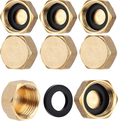 6 PCS 3/4 "قبعة أنابيب نحاسية ، قبعة صامدة من النحاس النحاس ، قبعة توقف للقيام بالأنثى مع غسالات ، قبعات قابس أنابيب أنثى سداسي رأس من تجهيزات السباكة لصمام الرادياتير ، الغسالة ، صنبور الصنبور in Saudi Arabia