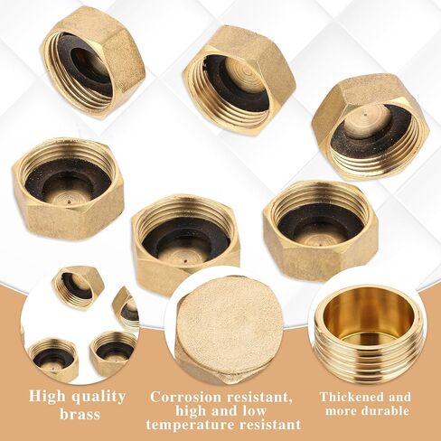 6 PCS 3/4 "قبعة أنابيب نحاسية ، قبعة صامدة من النحاس النحاس ، قبعة توقف للقيام بالأنثى مع غسالات ، قبعات قابس أنابيب أنثى سداسي رأس من تجهيزات السباكة لصمام الرادياتير ، الغسالة ، صنبور الصنبور in Saudi Arabia