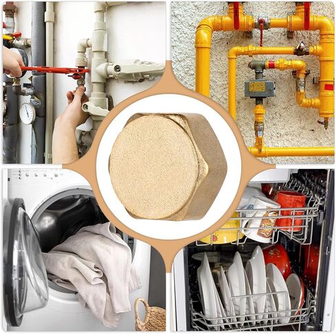 6 PCS 3/4 "قبعة أنابيب نحاسية ، قبعة صامدة من النحاس النحاس ، قبعة توقف للقيام بالأنثى مع غسالات ، قبعات قابس أنابيب أنثى سداسي رأس من تجهيزات السباكة لصمام الرادياتير ، الغسالة ، صنبور الصنبور in Saudi Arabia