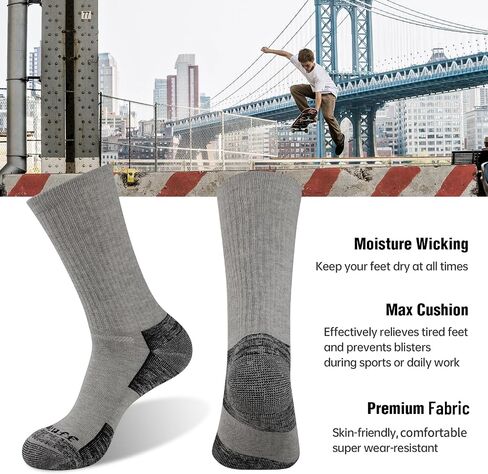 Heatuff Mens Crew Socks Moisture Wicking Max Cushion Athletic Work Socks for men (6 Pairs) in Saudi Arabia