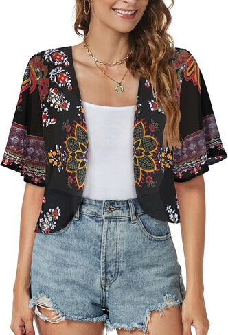 Women Shrug Chiffon Cardigans Open Front Short Sleeve Bolero for Evening Dressy in Saudi Arabia