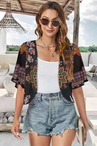 Women Shrug Chiffon Cardigans Open Front Short Sleeve Bolero for Evening Dressy in Saudi Arabia