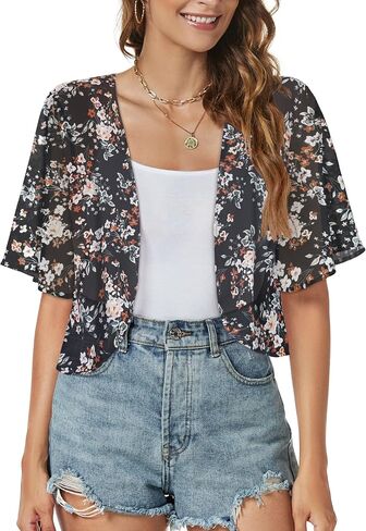 Women Shrug Chiffon Cardigans Open Front Short Sleeve Bolero for Evening Dressy in Saudi Arabia