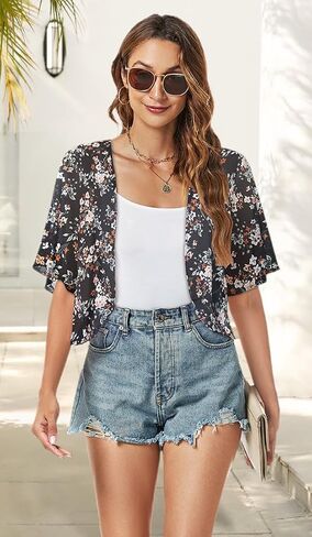 Women Shrug Chiffon Cardigans Open Front Short Sleeve Bolero for Evening Dressy in Saudi Arabia