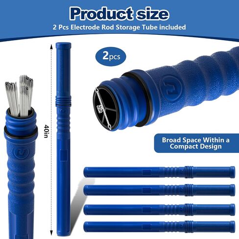 Tandefio 2pcs تخزين قضيب اللحام 40 بوصة تخزين قضيب Tig Canisters لحام القطب الحاوية القضيب مقاوم للماء (الأزرق) in Kuwait