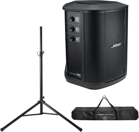 Bose S1 Pro+ Portable Wireless PA System with Bluetooth 2-Pack, Black Bundle with Turnstile Audio Height-Adjustable Speaker Stand and Stand Case in Saudi Arabia