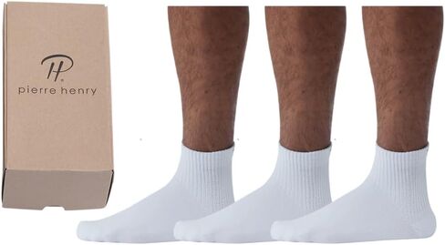 Pierre Henry Sports Mens Ankle Socks | Mens White Socks, 100% cotton socks for Men | US Mens Shoe 7-11 in Saudi Arabia