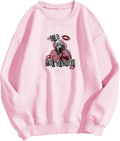 Floerns Women's Embroidery Long Sleeve Pullover Top Crew Neck Warm Sweatshirts in Saudi Arabia