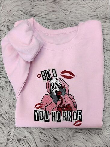 Floerns Women's Embroidery Long Sleeve Pullover Top Crew Neck Warm Sweatshirts in Saudi Arabia