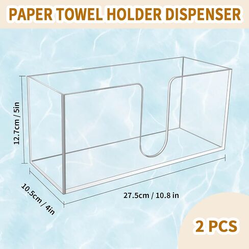 2Pack Acrylic Countertop Paper Towel Holder, Paper Towel Dispenser Countertop/Acrylic Napkin Holder(5mm Acrylic) C-fold or MultiFold Trifold Paper Towels for Bathroom, Kitchen,Restaurant (2) in Saudi Arabia