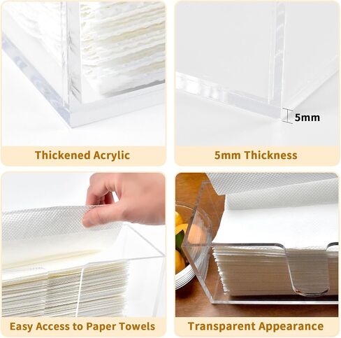 2Pack Acrylic Countertop Paper Towel Holder, Paper Towel Dispenser Countertop/Acrylic Napkin Holder(5mm Acrylic) C-fold or MultiFold Trifold Paper Towels for Bathroom, Kitchen,Restaurant (2) in Saudi Arabia