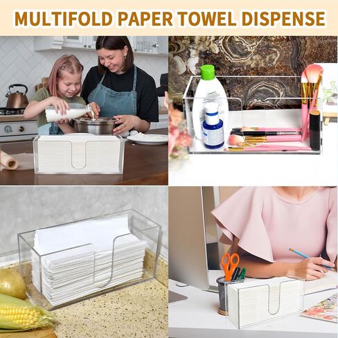 2Pack Acrylic Countertop Paper Towel Holder, Paper Towel Dispenser Countertop/Acrylic Napkin Holder(5mm Acrylic) C-fold or MultiFold Trifold Paper Towels for Bathroom, Kitchen,Restaurant (2) in Saudi Arabia