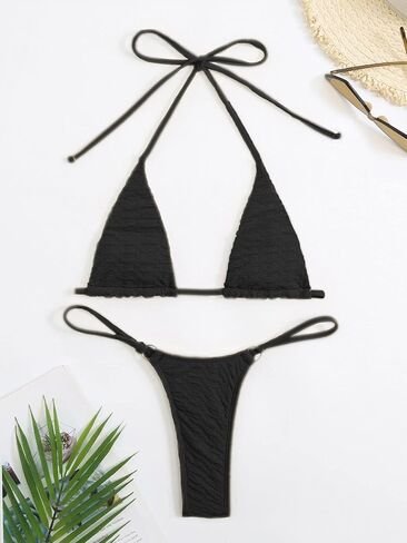 SHENHE Women's Halter Micro Triangle Thong Bikini Tie Side 2 Piece Swimsuit Bathing Suits in Saudi Arabia