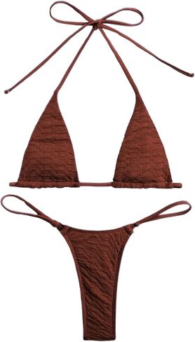 SHENHE Women's Halter Micro Triangle Thong Bikini Tie Side 2 Piece Swimsuit Bathing Suits in Saudi Arabia