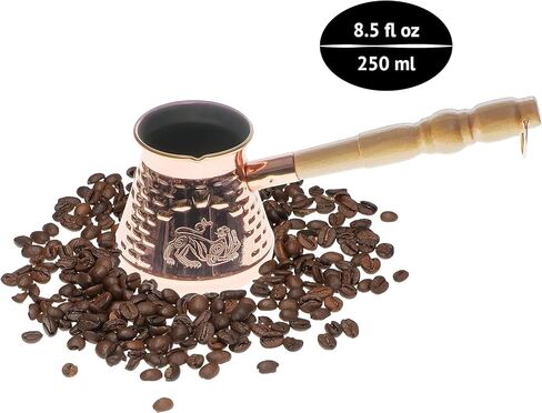 Cezve Turkish Coffee Pot Ibrik, 8.5 fl oz Greek Turkish Coffee Maker, Arabic Coffee Pot, Greek Coffee Maker, Turkish Coffee Set, Greek Briki Coffee Pot, Armenian Coffee Pot, 3 Servings in Saudi Arabia