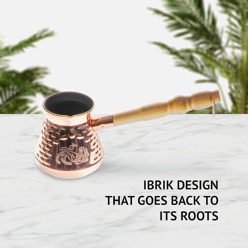 Cezve Turkish Coffee Pot Ibrik, 8.5 fl oz Greek Turkish Coffee Maker, Arabic Coffee Pot, Greek Coffee Maker, Turkish Coffee Set, Greek Briki Coffee Pot, Armenian Coffee Pot, 3 Servings in Saudi Arabia