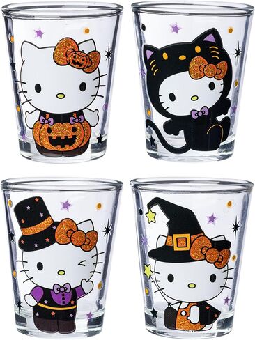 Silver Buffalo Sanrio Hello Kitty Spring Garden Flowers 4 Pack Mini Glass Set, 1.5 Ounces in Kuwait