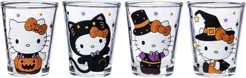 Silver Buffalo Sanrio Hello Kitty Spring Garden Flowers 4 Pack Mini Glass Set, 1.5 Ounces in Kuwait