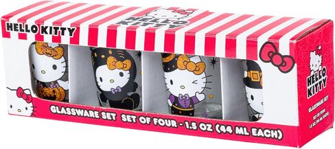 Silver Buffalo Sanrio Hello Kitty Spring Garden Flowers 4 Pack Mini Glass Set, 1.5 Ounces in Kuwait