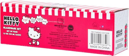 Silver Buffalo Sanrio Hello Kitty Spring Garden Flowers 4 Pack Mini Glass Set, 1.5 Ounces in Kuwait