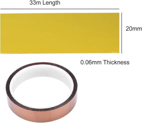 شريط عالي درجة الحرارة ، Richer-R 33m*0.06mm 250-300 شريط مقاوم للحرارة شريط لاصق مقاوم للحرارة عالي العزل للإخفاء ، واللحام ، ومسحوق ، ودوائر تسامي ولوحات الدوائر العازلة (عرض 20 مم) in Kuwait