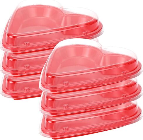 6 PCS Red Heart على شكل صينية طبق عيد الحب ألواح القلب التي يمكن التخلص منها ألواح حلوى البلاستيك صينية وجبة خفيفة in Kuwait