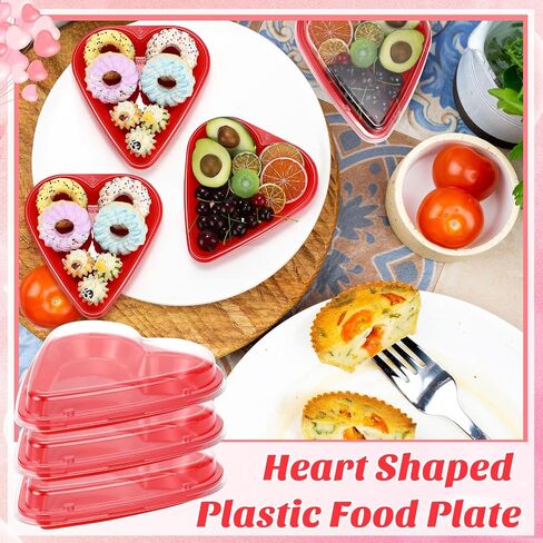 6 PCS Red Heart على شكل صينية طبق عيد الحب ألواح القلب التي يمكن التخلص منها ألواح حلوى البلاستيك صينية وجبة خفيفة in Kuwait