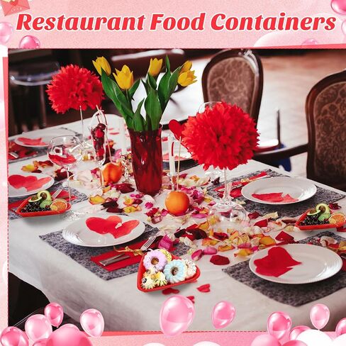 6 PCS Red Heart على شكل صينية طبق عيد الحب ألواح القلب التي يمكن التخلص منها ألواح حلوى البلاستيك صينية وجبة خفيفة in Kuwait