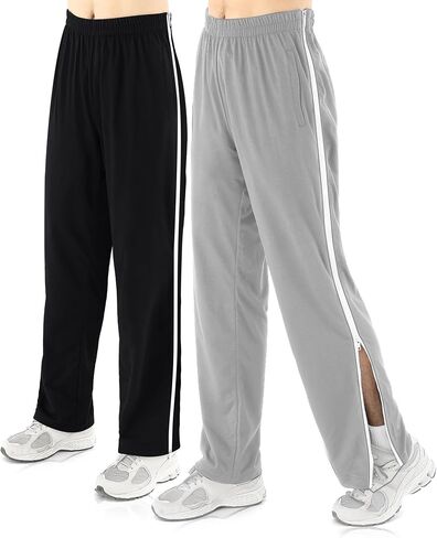 2 Pack Men's Post Surgery Pants Tear Away Basketball Sweatpants 2 Side Zippers off Full Open Sweatpant with Pockets in Kuwait