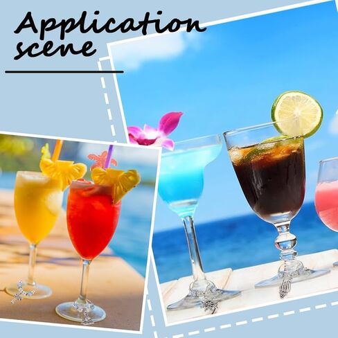 SUNNYCLUE 1 BOX 12PCS Silver Beach Drink Charms Bulk Wine Glass Identifiers Alloy Antique Summer Ocean Beach Shell Drinks Marker Charms Tags for Gathering Wedding Holiday Gift Party Favor Drinks Decor in Saudi Arabia