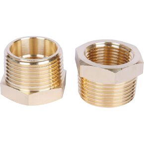 2PCS 1 NPT Male To 3/4 NPT Female Reducing Bushing Brass Pipe Fitting Reducer Adapter (1 NPT Male x 3/4 NPT Female)