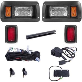 Club Car DS LED Street Legal Light kit 48V, High Low Beam Headlight, taillight, Upgraded Wiring Harness, Deluxe Turn Signal Switch, Horn, Steering Wheel Cover, Brake pad Switch