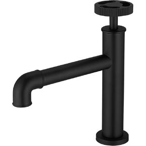 BWE Black Single Handle Bathroom Faucet Solid Brass Industrial Pipe Style Vintage Vanity Faucet for Bathroom Sink Commercial Lavatory Basin Mixer Tap